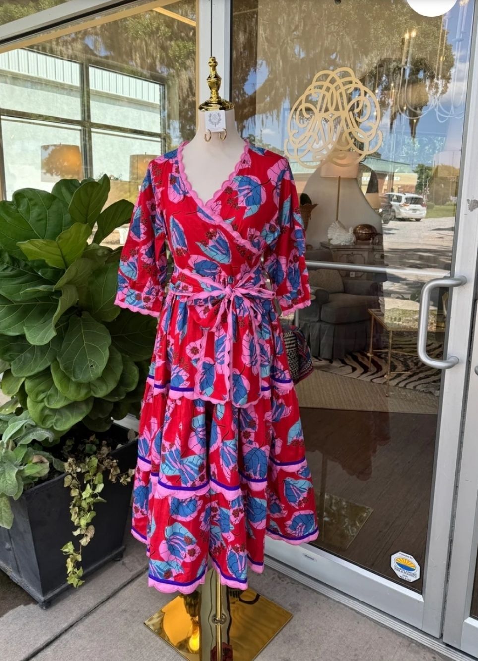 Fairylina Camile Vibrant Pink Floral Maxi Dress And Sash Medium - Picture 2 of 8